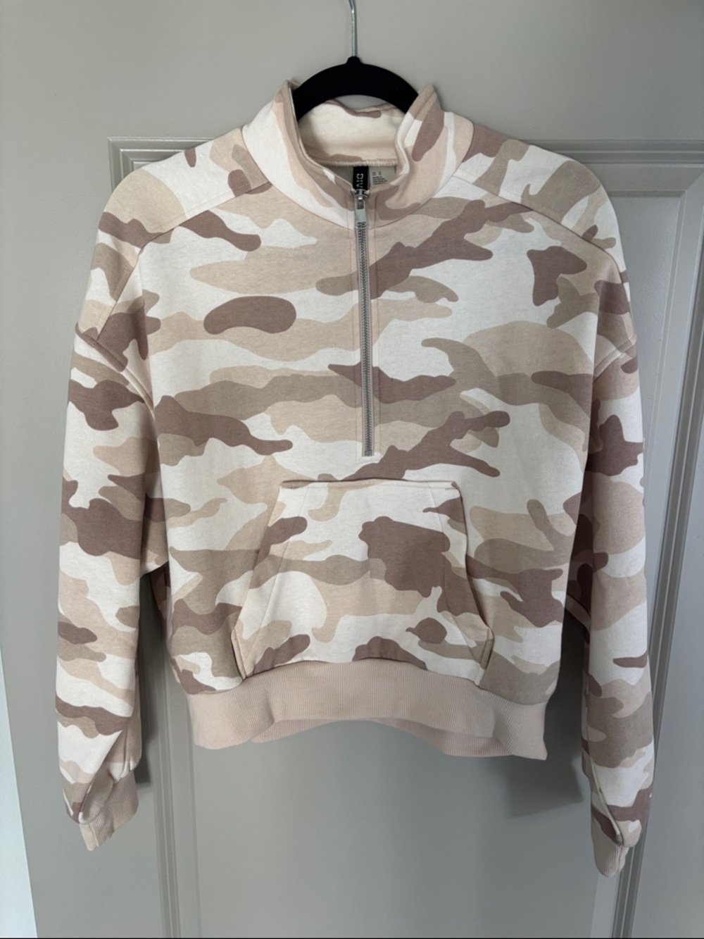 Divided Beige Camo Half-Zip Pullover